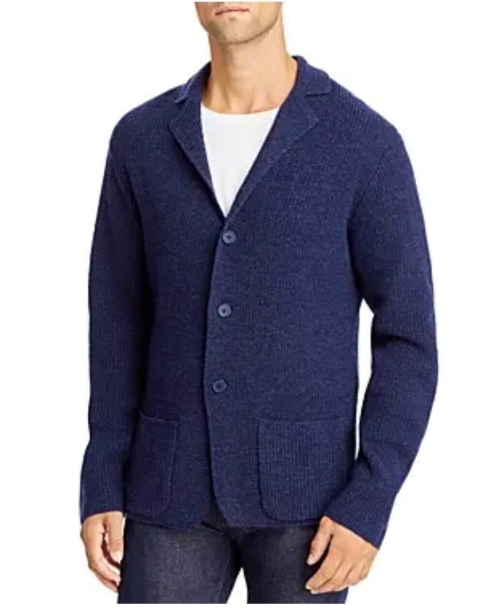 Bloomingdale’s - Notch Lapel Cardigan Sweater / size L / Blue / NWT